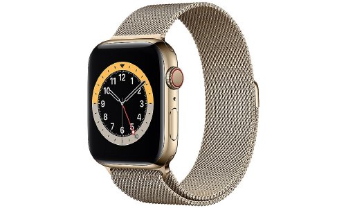 Apple Watch Series 6 LTE 44mm Edelstahlgehäuse Gold Milanaisearmband Gold
